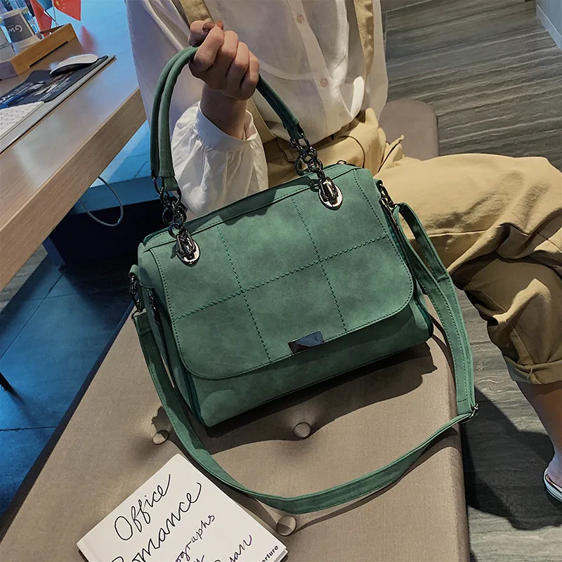 

Матовая Женская сумочка, саквояж на плечо из экокожи зеленого цвета маття, вместительный тоут, чемоданчик для путешествий