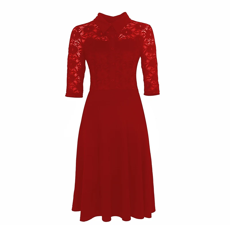 Женское кружевное платье в стиле рокабилли белое винтажное с отложным