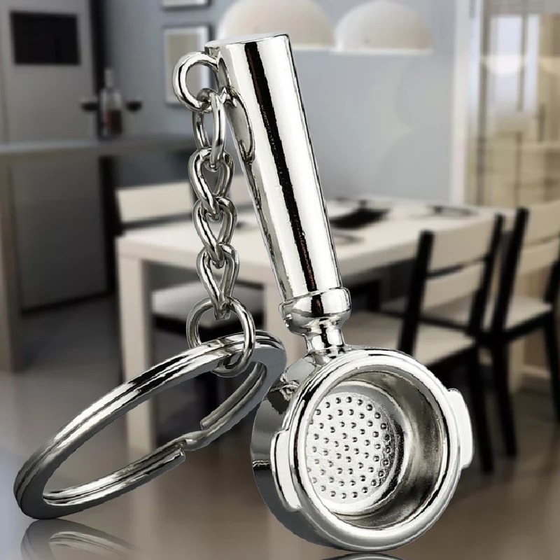 Fashion Creative Coffee Machine Keychain Handle Keyring Trinket Portable Coffeeware Accessories Key Chain Ring Women Man Unisex