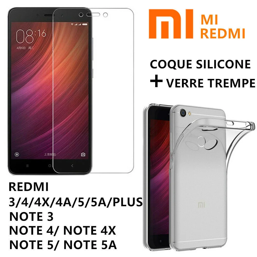

Film Protection Verre Tremp For Xiaomi REDMI NOTE 9 9S 8T 8Pro 7 4 5A + Coque TPU