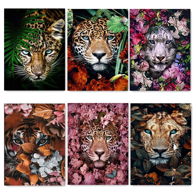 

5D DIY Full Painting Diamond Painting Flower Wolf Tiger Lion Square Diamond Cross Stitch Acrylic Rhinestone Mosaic Embroidery