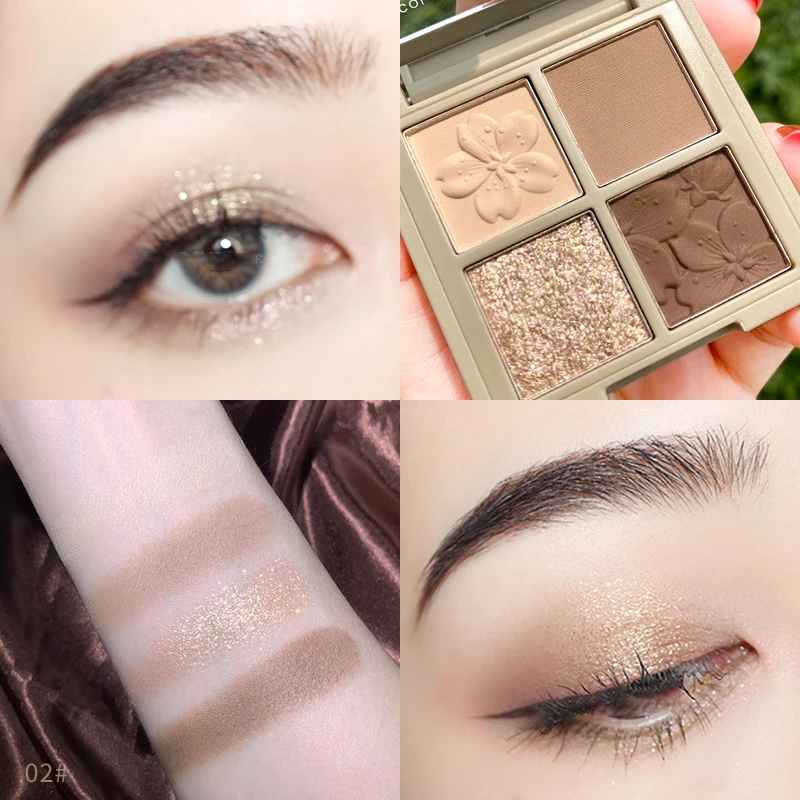 Brand 4 Colors Eyeshadow Palette Matte Shimmer Glitter Nude Eyes Makeup Pigment Brighten Charming Eye Shadow Cosmetics Kit |