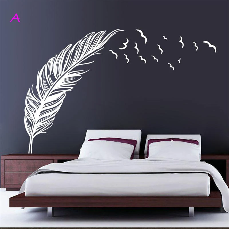 

8408 0.7 Left Right Flying Feather Wall Sticker home Decor Adesivo De parede Home decoration wallpaper wall sticker