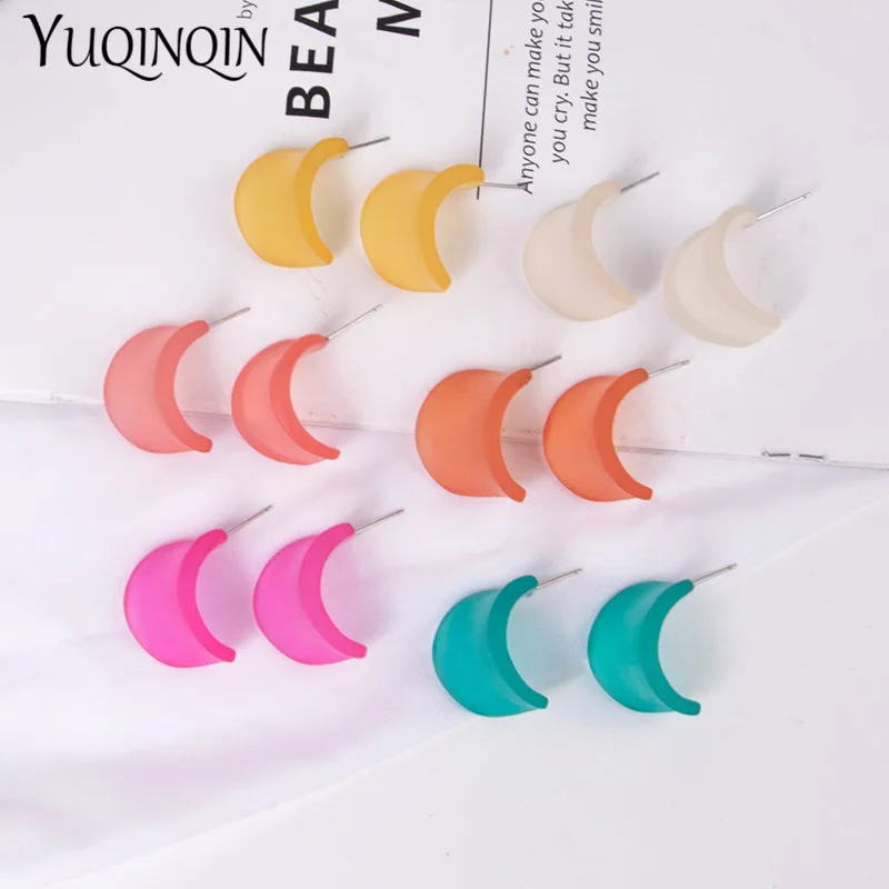 Женские акриловые серьги разноцветные корейские большие массивные ювелирные