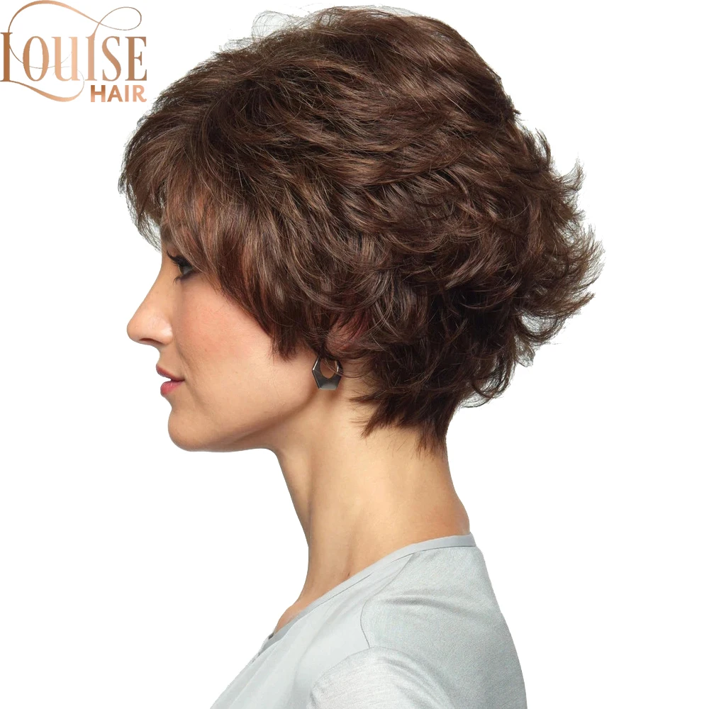 Парик Луиз волос Боб короткий смешанный цвет коричневый темно парик для женщин