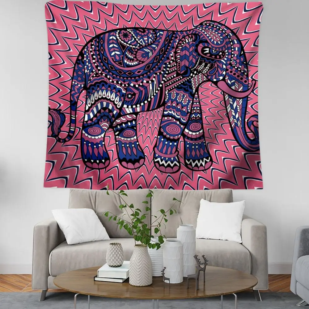 

PLstar Cosmos Watercolor Elephants Tapestry 3D Printing Tapestrying Rectangular Home Decor Wall Hanging New style-2