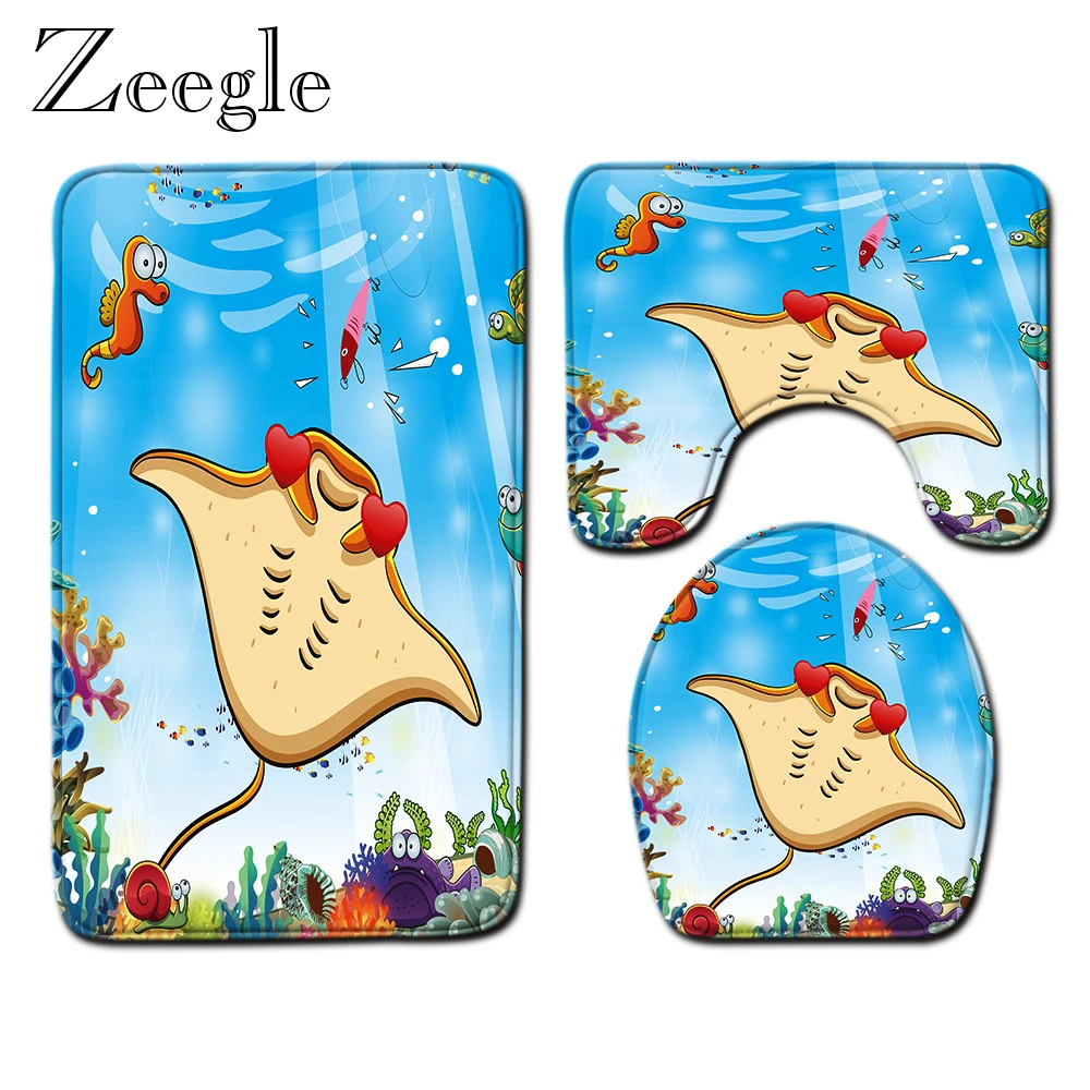 Коврик для ванной набор ковриков комнаты чехол унитаза с мультяшным принтом