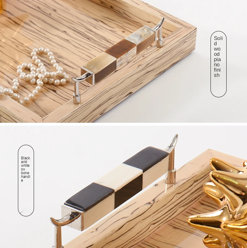 

Solid Wood Ivory Handle Tray Hotel Model Room Club Living Room and Tea Room Soft Ornament Ornaments