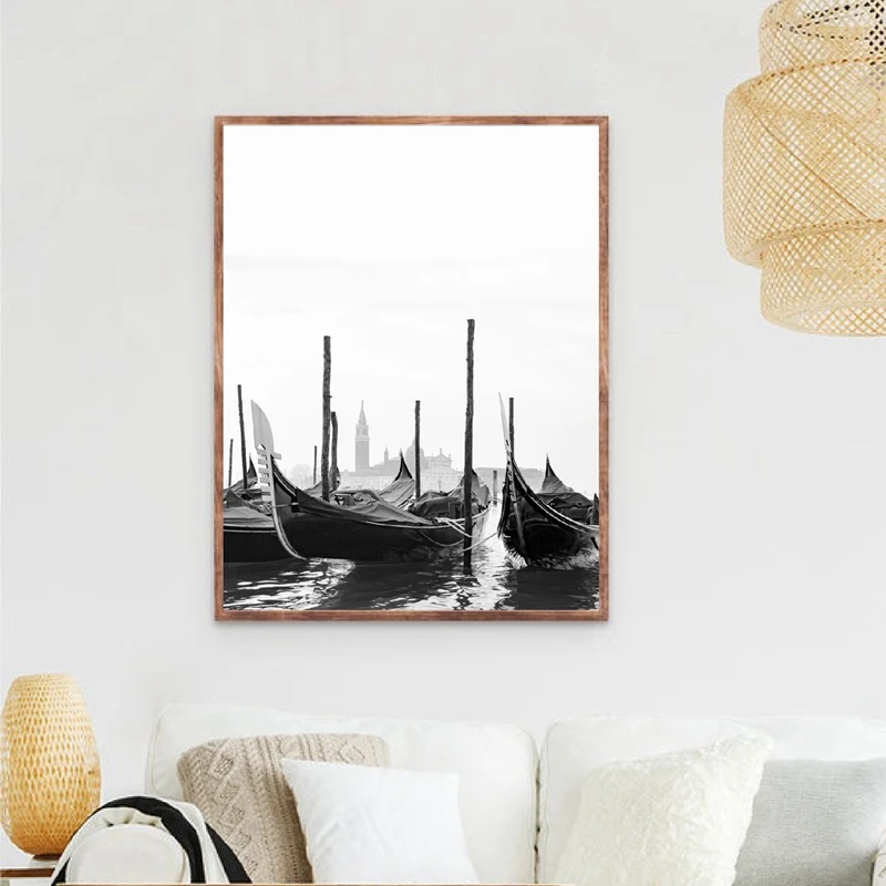 Черно белый Венецианский фотопостер Художественная печать итальянская