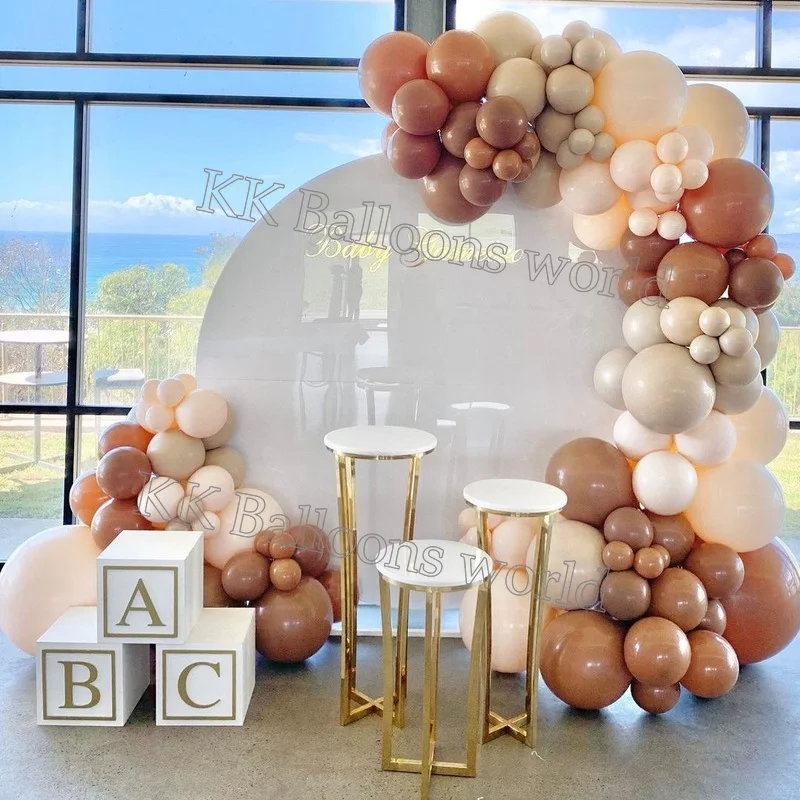 

Baby Shower Retro Coffee Balloons Garland Kit Cream Peach Color Wedding Party Decoration Children Birthday Supplies Decoration