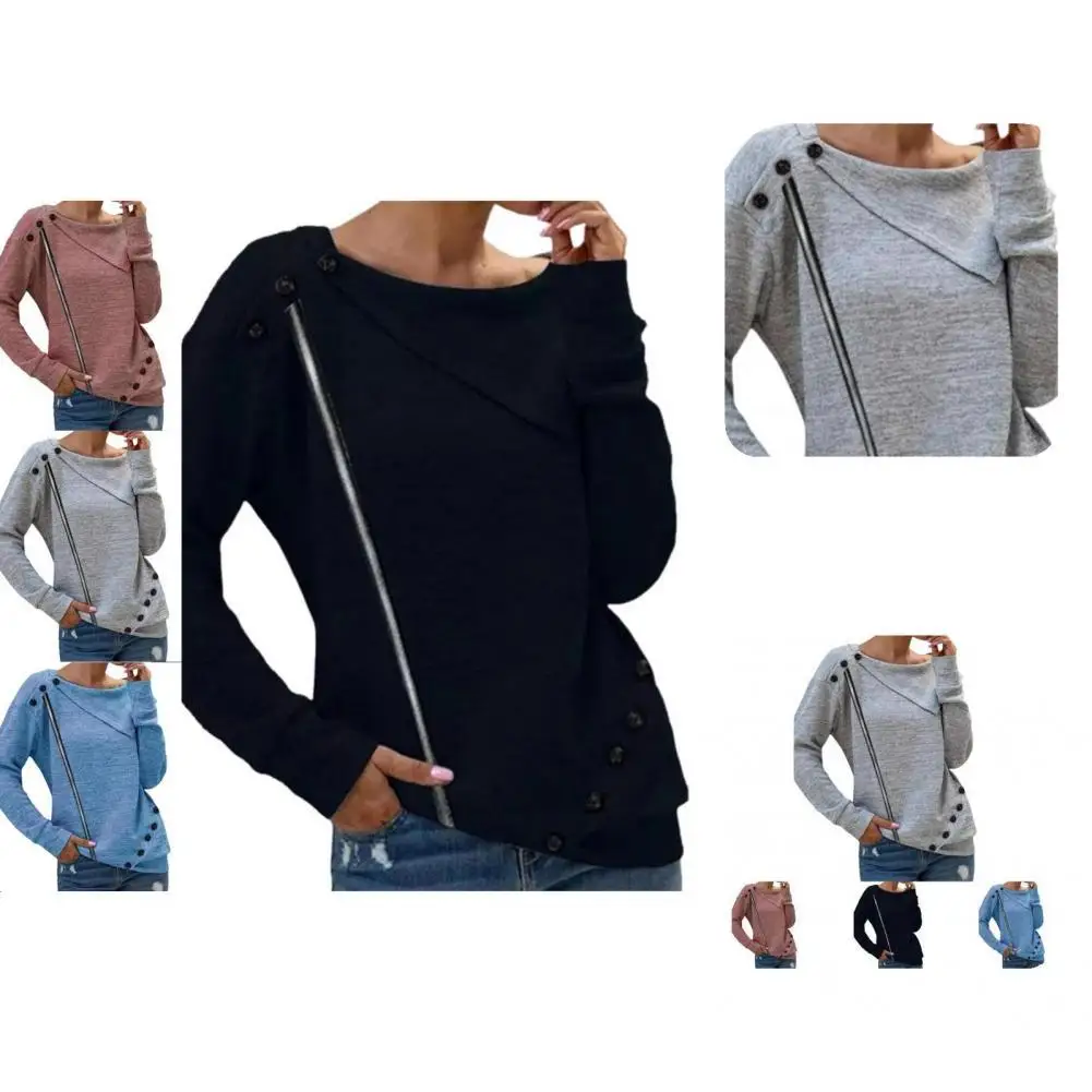 

Pullover Top Elegant Casual Blouse Solid Color Women Autumn Blouse