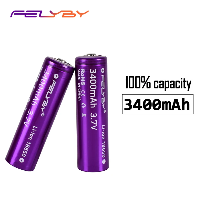FELYBY 2 шт. 18650 3 7 в литий-ионная аккумуляторная батарея au литиевая Акку 100% новая