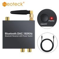 neoteck bluetooth compatible dac with power on off button 192 khz digital to analog audio adapter optical coaxial to rca 3 5mm