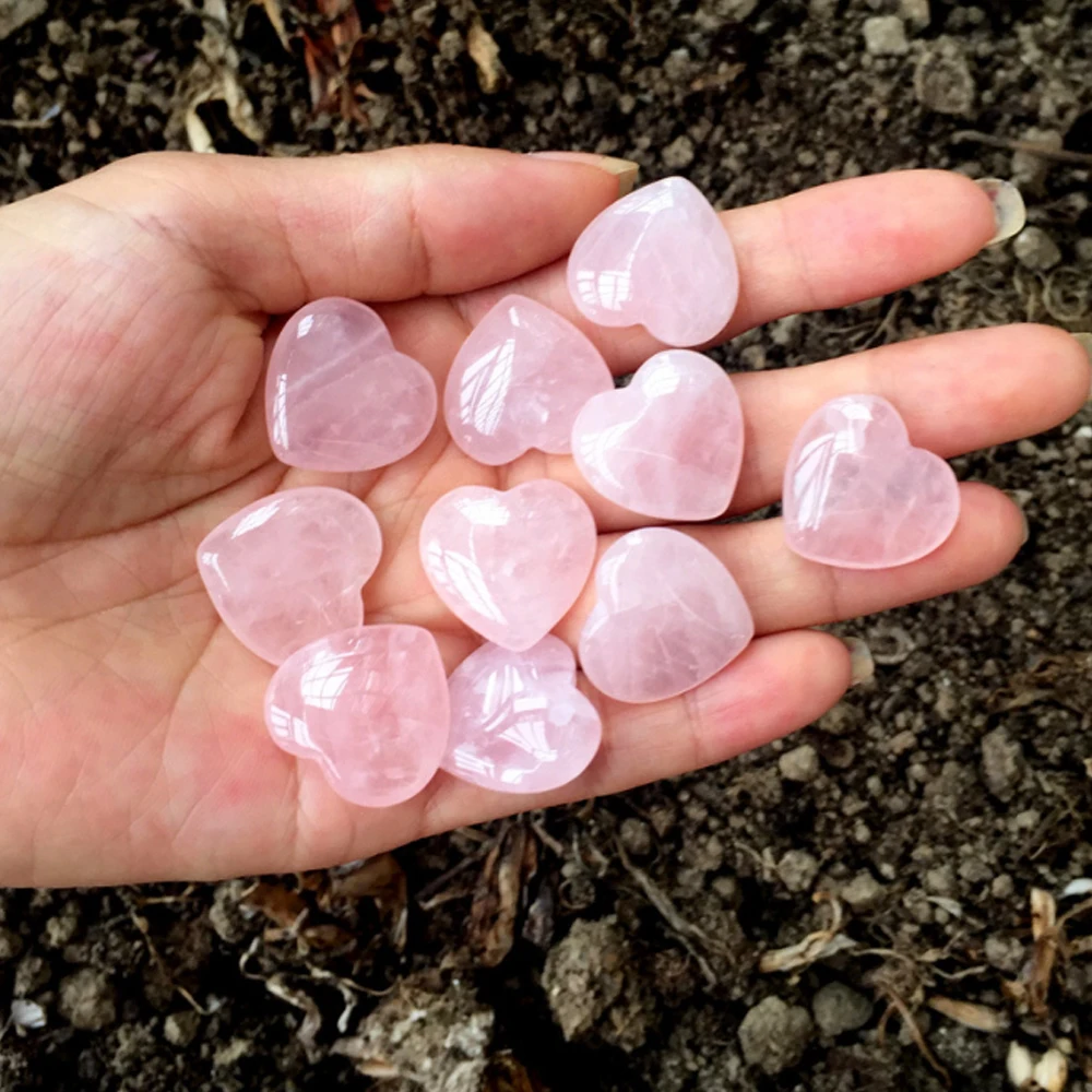 

Rose Quartz Heart Shaped Pink Crystal Carved Palm Love Healing Gemstones Lover Gife Stone Crystal Heart Gems Gift for Lover 2