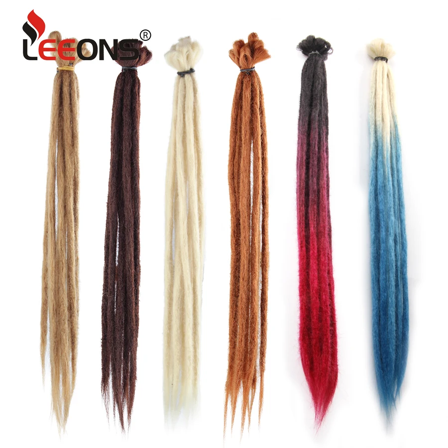 Leeons 20inch Handmade Dreadlocks Crochet Hair Dreadlock Hair Extension Ombre Braiding Hair Synthetic Dreads Loc Hairpiece