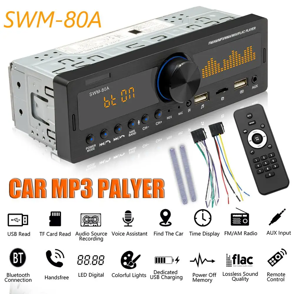 

SWM-80A Single 1 DIN Car Radio Dual Screen Multimeida MP3 Player Audio Copy Bluetooth TF USB AUX-Input Locator Auto Stereo Head