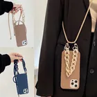 Роскошный чехол с цепочкой и ремешком через плечо для Samsung Galaxy A5 A6 A7 A8 PLUS A9 2018 J4 J6 Prime мраморный мягкий чехол