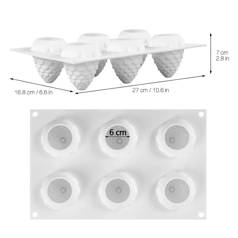 6 Cavities Pine Cones Silicone Mold for DIY Handmade Candle Making 3D Molds Wax | Дом и сад