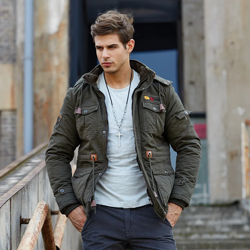 Men Winter Coat Military Uniform Men's Cotton Clothing Winter Warm and Windproof Plus Velvet Thick Korean Cotton Clothing