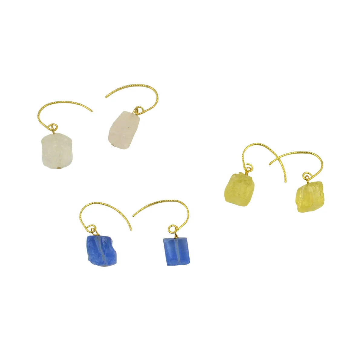 

Simple Style Rough Cut Raw Crystal Stone Earrings For Women Small Drop Earring
