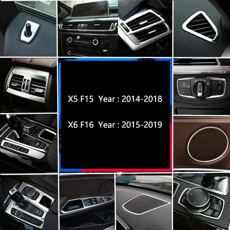 

Для BMW X5 X6 F15 F16 автомобильный Стайлинг внутренняя Кнопка панель рамка декоративная крышка отделка Автомобильная наклейка из нержавеющей ст...