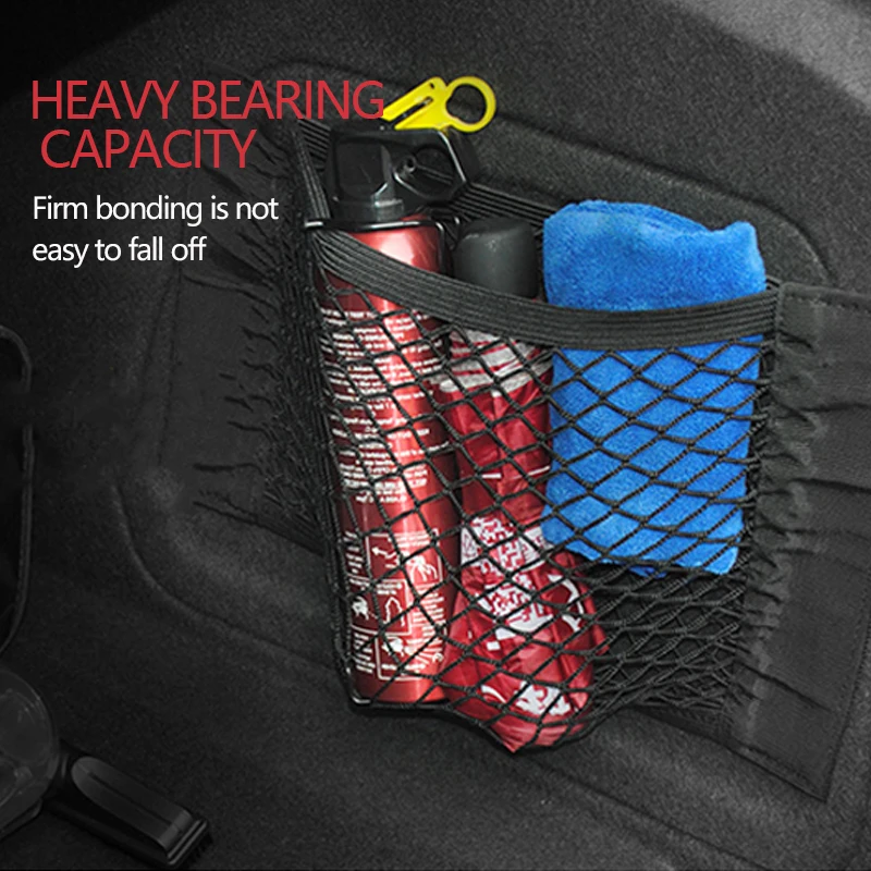 Trunk Mesh Organizer For Car Storage Net Seat Back Pocket Universal Bag Auto Magic Tape Network Interior Accessories | Автомобили и