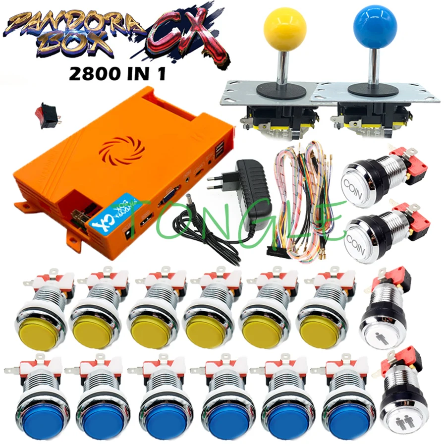 

Pandora Box CX 2800 игры в 1 4 игрока 2020 Новый аркадный набор «сделай сам» копия SanWa Джойстик Хромированный Светодиодный кнопка