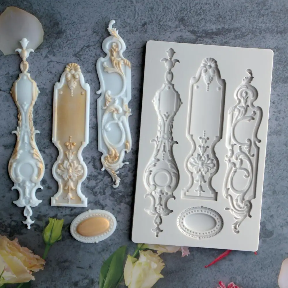 

Драгоценный камень и рамка силиконовые формы Fondant (сахарная) тортов украшения инструменты пресс-формы для сахара шоколада оборудование для ...