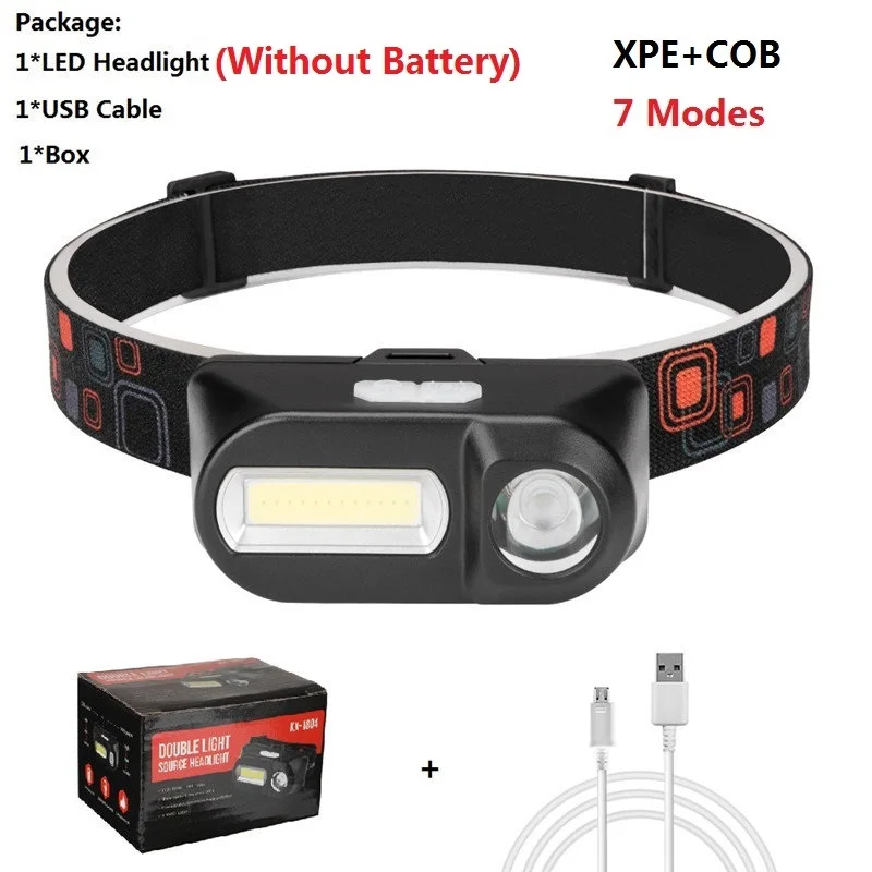 Without Battery Sanyi мини COB светодиодный головной светильник налобный фонарь лампа вспышка светильник USB Перезаряжаемые 18650 Фонарь Кемпинг Пеший Туризм ночная рыбалка светильник - Испускаемый цвет: Without Battery