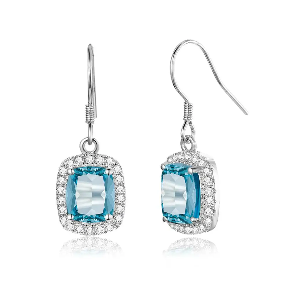 Szjinao небесно голубые аквамариновые серьги капли ювелирные изделия женские