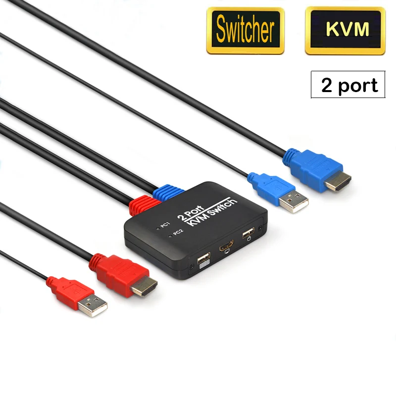 HDMI-совместимый KVM-переключатель 2 порта 4K USB-переключатель клавиатура мышь