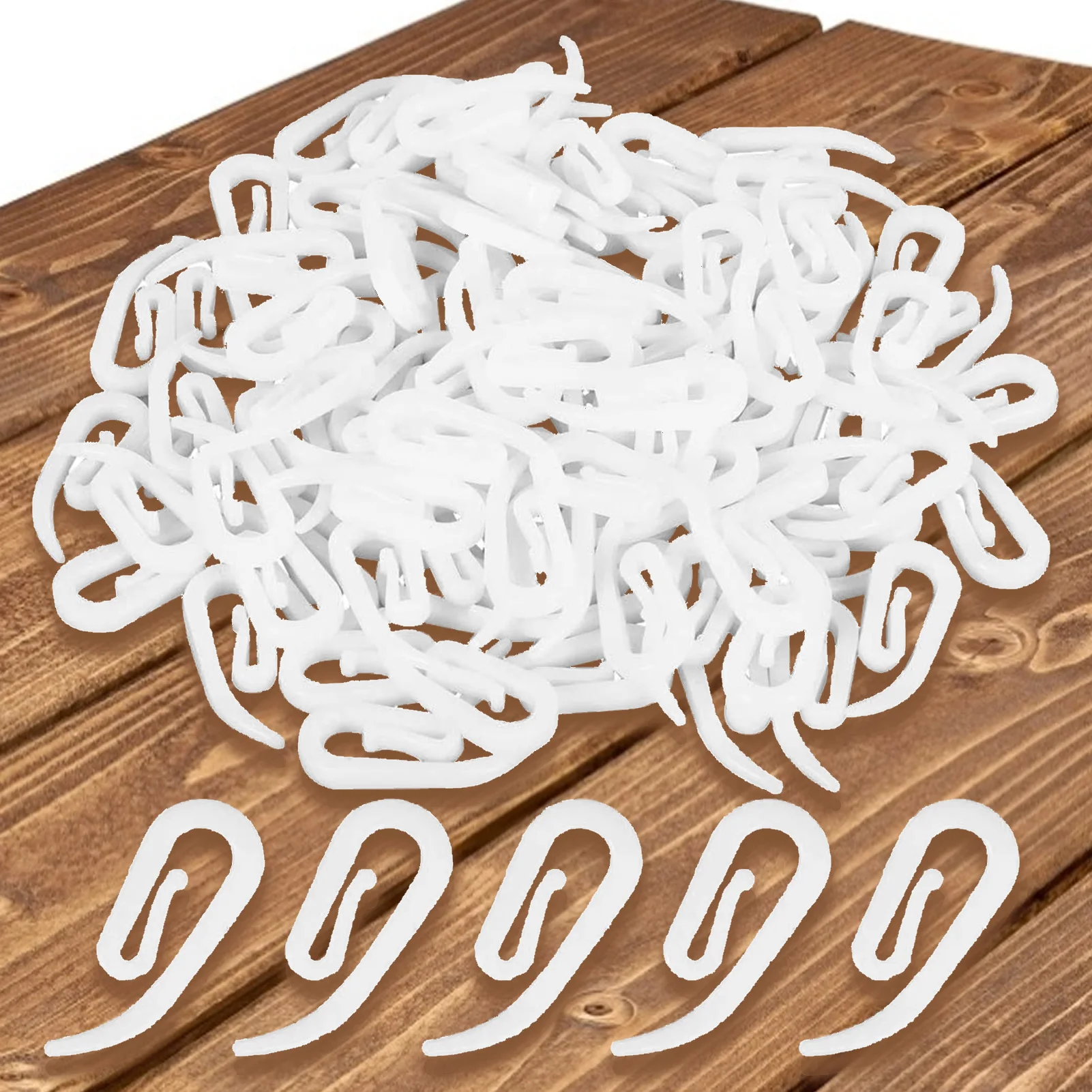 

100pcs Curtain Plastic Hook White Curtain 6 Word Hook Household Window Curtain And Shower Curtain Multipurpose Storage Tools