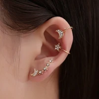 bohemian style star and moon 3 piece setcrystal clip on earrings big dipper earrings simple and beautiful single earring