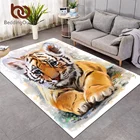 BeddingOutlet, тигр, детский коврик, акварель, коврик для гостиной, дикие животные, нескользящий напольный коврик, черный, белый, ковер домашний декор, коврик