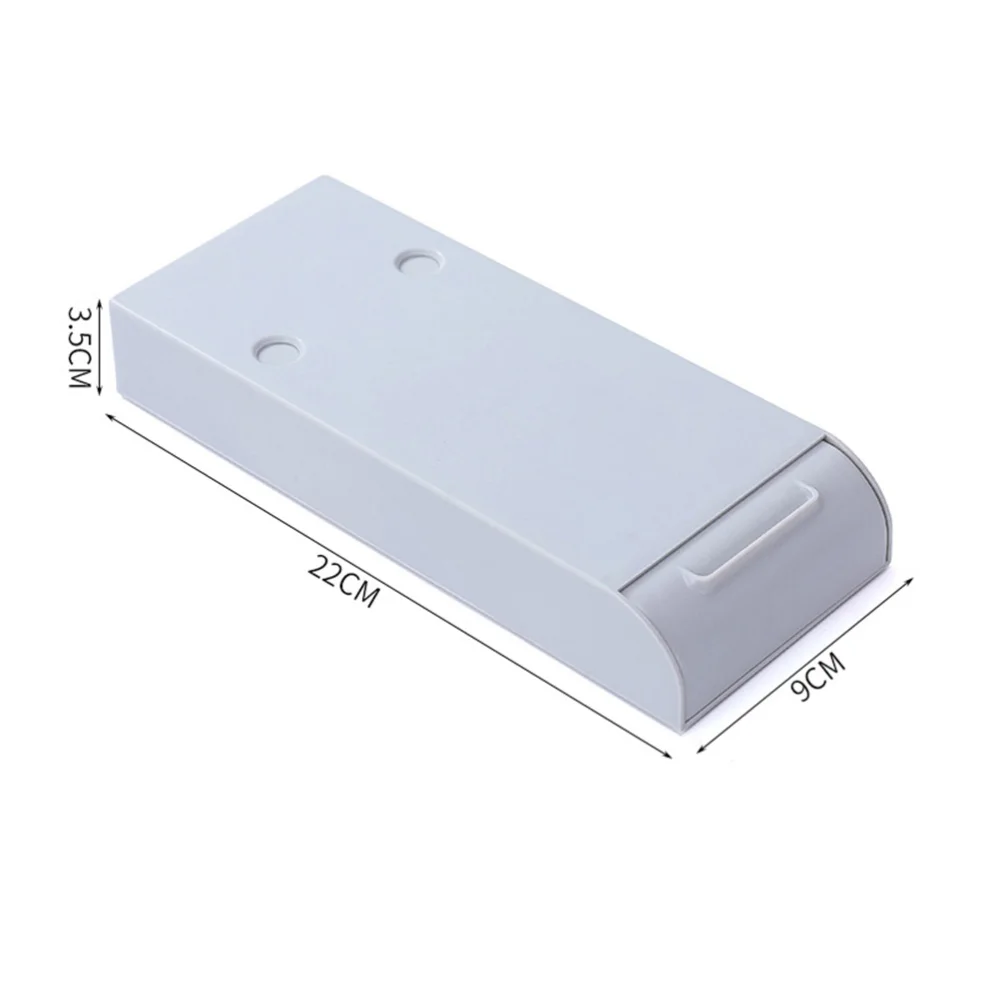 

1PC Under Desk Adhesive Pen Box Mini Invisible Sticking Drawer Type Stationary Container Sundries Organizer (White)
