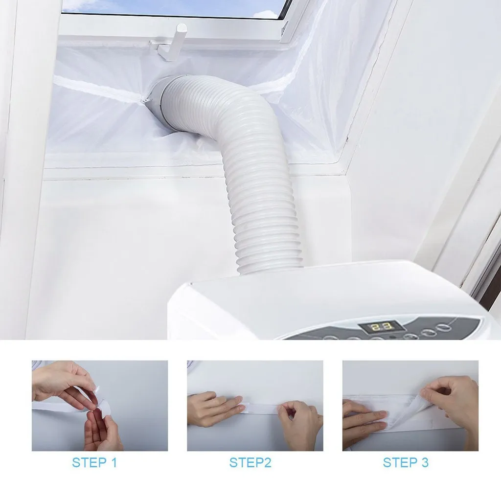 

Newest AirLock Window Seal for Portable Air Conditioner,400 Cm Flexible Cloth Sealing Plate Window Seal with With Zip and Adhesi