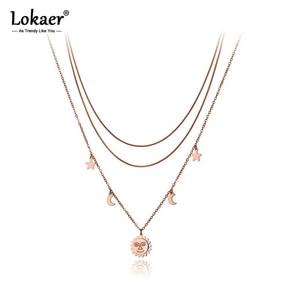 Чокер Lokaer N20016 женский трехслойный из нержавеющей стали ожерелье цепочка с