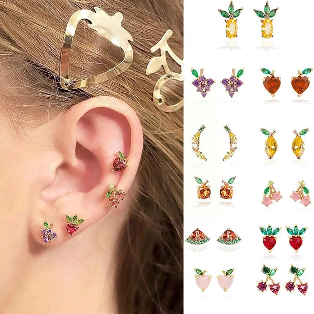

Stud Earrings Pair of Tropical Fruit Stud Earrings Earrings Diamond Female A7V5