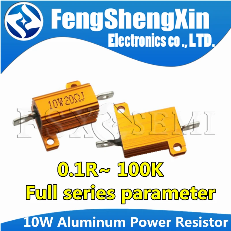 

2pcs RX24 10W Aluminum Power Metal Shell Case Wirewound Resistor 0.1~100K 0.5 1 2 5 6 8 10 20 50 100 120 200 300 1K 5K 10K ohm