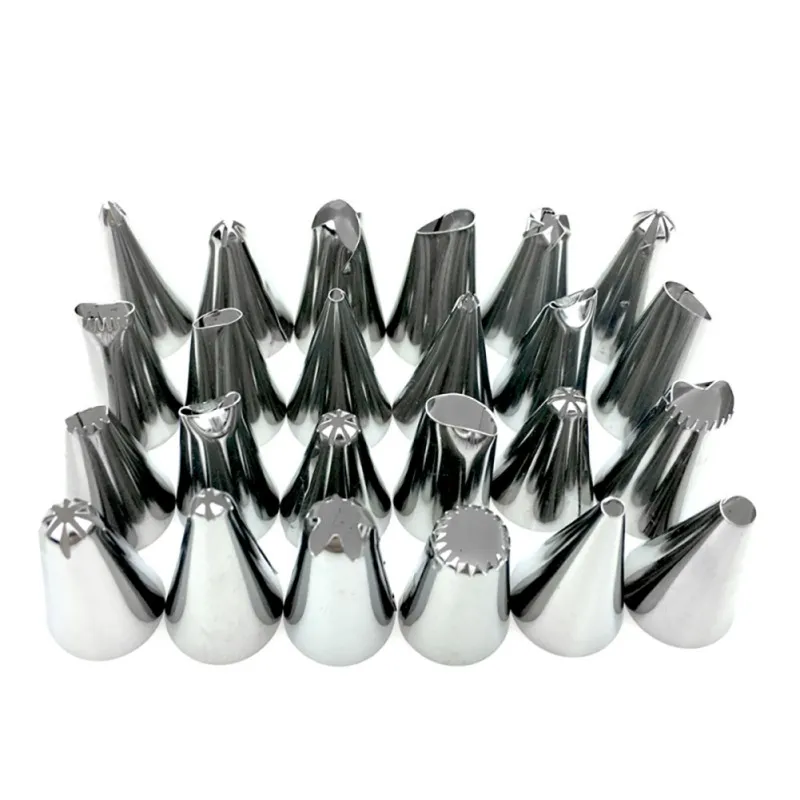 

26 PCS/Set Silicone Pastry Bag Tips Kitchen DIY Icing Piping Cream Reusable Pastry Bags +24 Nozzle Set Cake Decorating Tools1