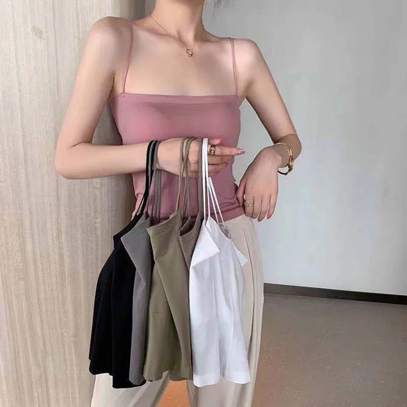 Square Neck Sleeveless Crop Top Women Seamless Padded Tops Basic Female TShirt Off Shoulder Cami Sexy Girls Tank Tops