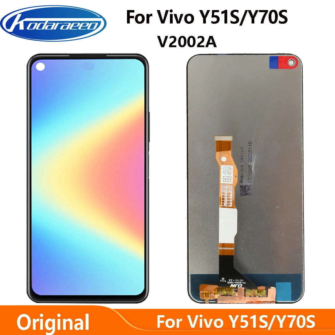 

Original For VIVO Y51S 5G V2002A LCD Display Touch Screen Digitizer Assembly Replacement for Vivo Y70S 5G LCD Glass Touch