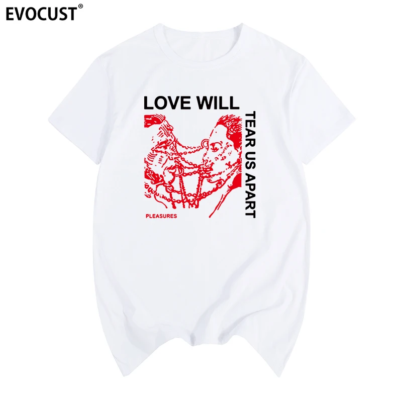 Белая хлопковая Футболка Joy Division мужская с надписью Любовь разорвет нас на части |