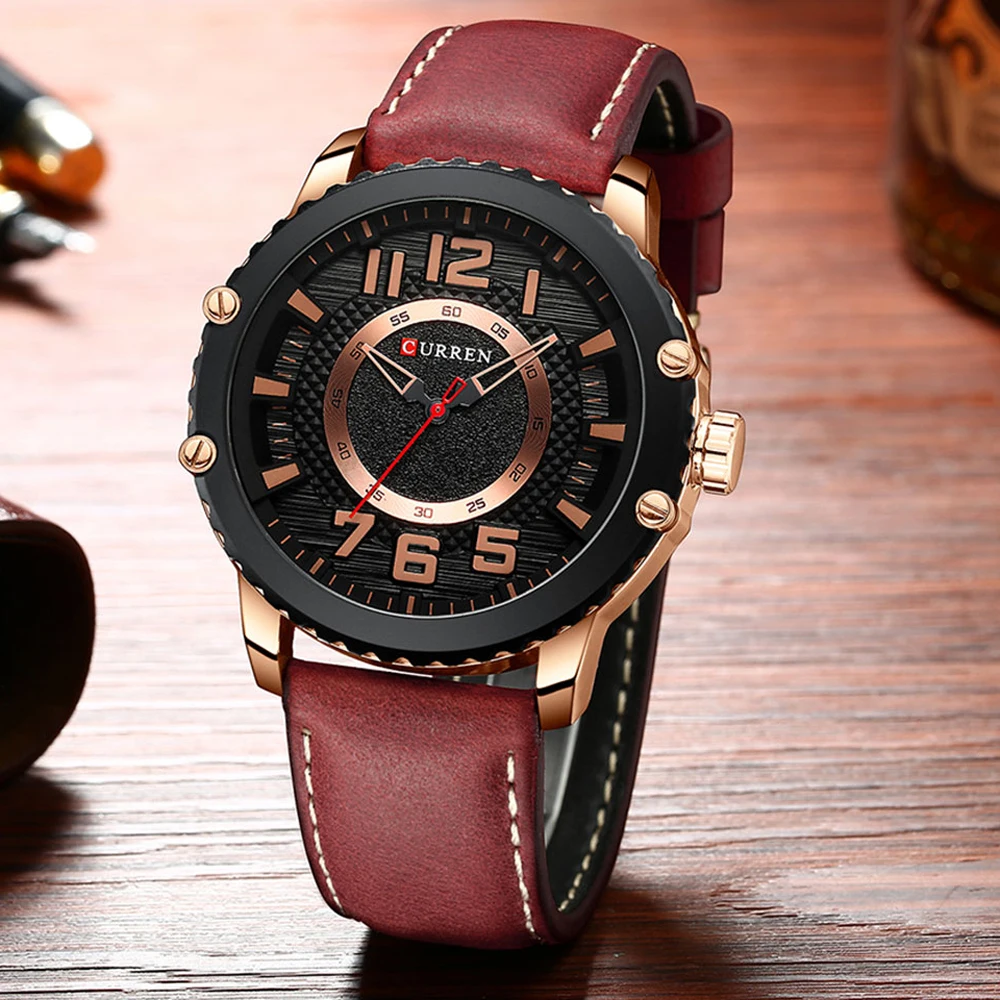 

New Leather Watches Mens Top Brand CURREN Fashion Men's Clock Causal Business Quartz Wristwatch Gift Relogio Masculino