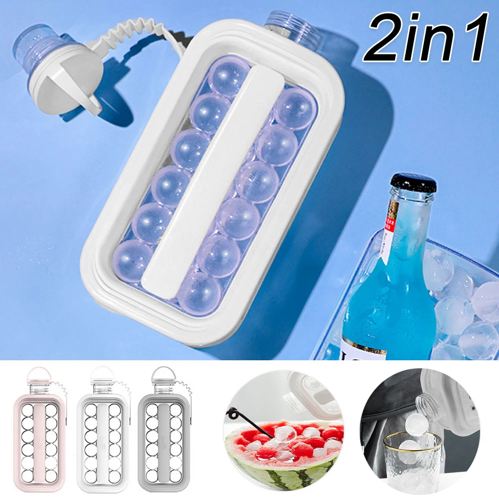 Fiyat Ev çok Fonksiyonlu Taşınabilir Buz Yapma Kapaklı Kutu Buz Küpü Kalıp Buz Topu Makinesi 2 In 1 Taşınabilir Yaratıcı Buz Su ısıtıcısı Kabı Ice Cube Maker Machine Machine 아이스박스 Machine à Glace 제빙기 Ice Maker