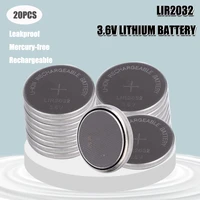 20pcs new lir2032 li ion rechargeable battery 3 6v lithium button batteries for watch computer replaces lir 2032 cr2032ml2032