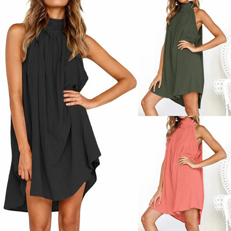 Женское однотонное асимметричное платье размер M цвет арбуз красный|Женские