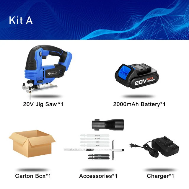 KIT A PROSTORMER 20 в лобзик Электроинструмент беспроводной лобзик быстрая замена лезвия электрическая пила светодиодный светильник руководство с 6 шт. лезвия для деревообработки - Цвет: KIT A