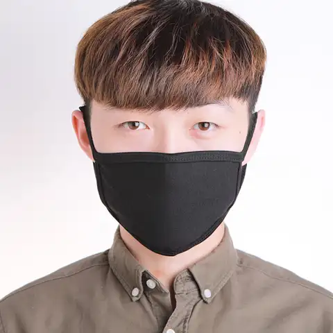 Маска-спонж для лица, многоразовая, черная, белая, маска для лица с изображением рта