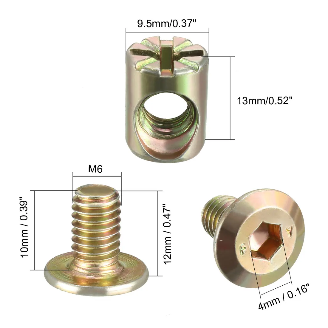 Набор болтов uxcell для мебели гайки с шестигранной головкой и цилиндрическими